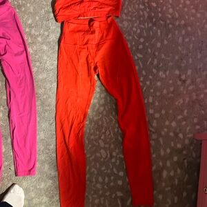 Vibrant Red workout set bra & Leggings S